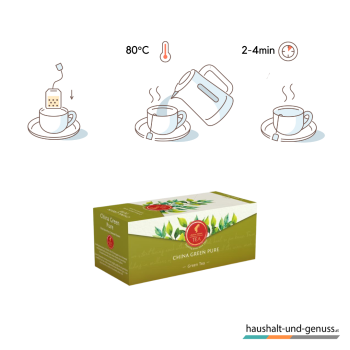 Julius Meinl Tee China Green Pure, Grüner Tee, 25 Teebeutel im Kuvert,
